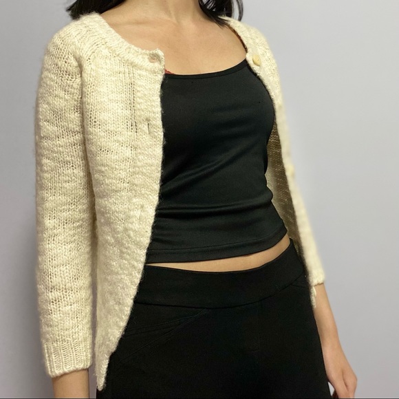Wool blend white knit cardigan Zara - Picture 2 of 4